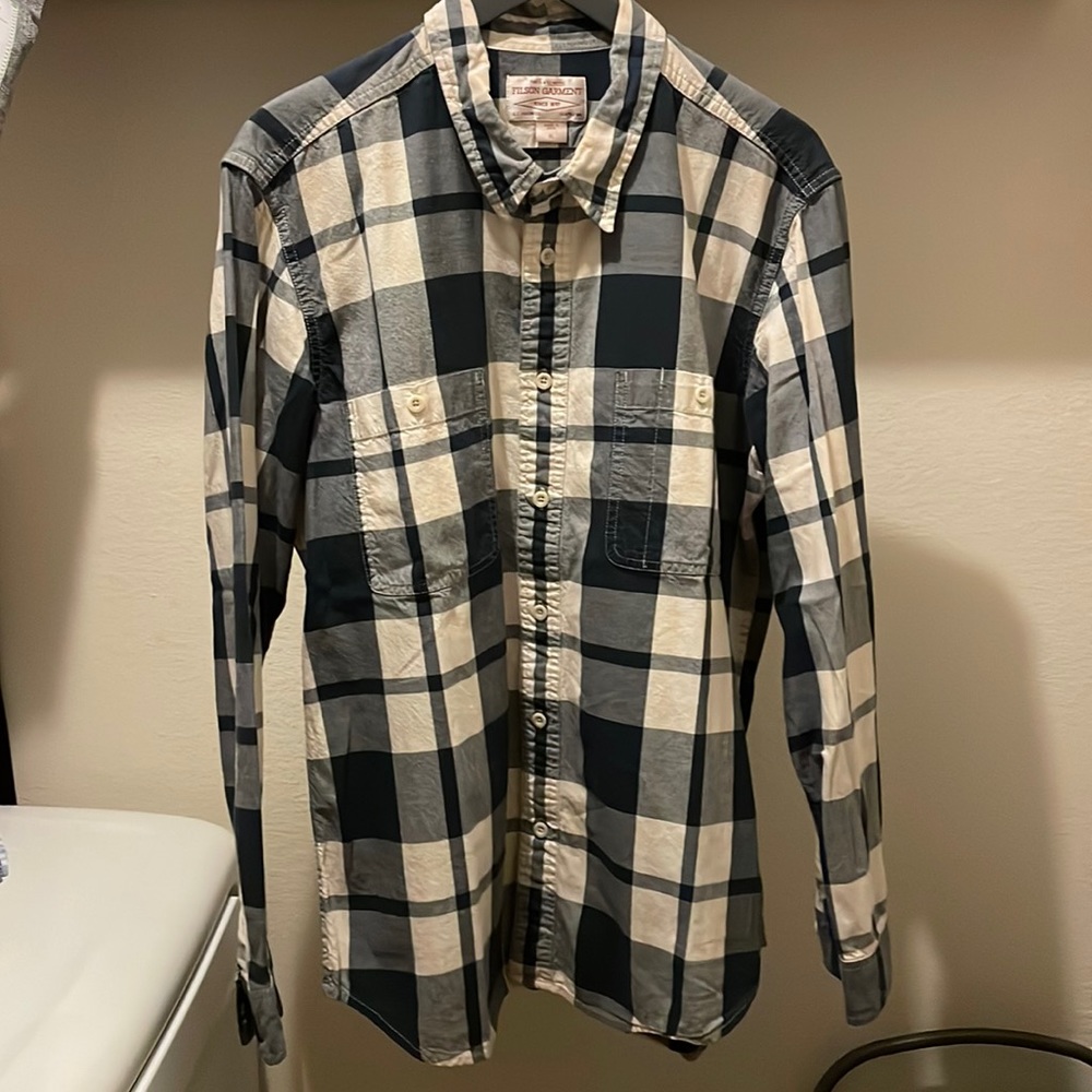 Filson Scout Shirt, Blue/Cream Plaid, XL